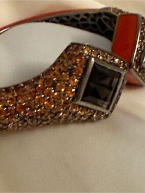 MCL Gold-Tone Orange gemstones Bracelet with Smoky Quartz Center Stone Accent